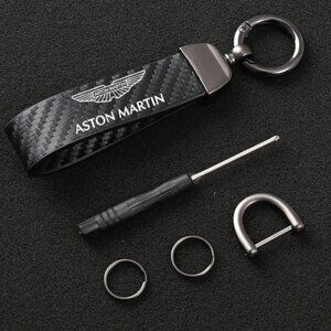 Black Aston Martin Key Chain Key Ring Keychain Leather Suede Horseshoe B…